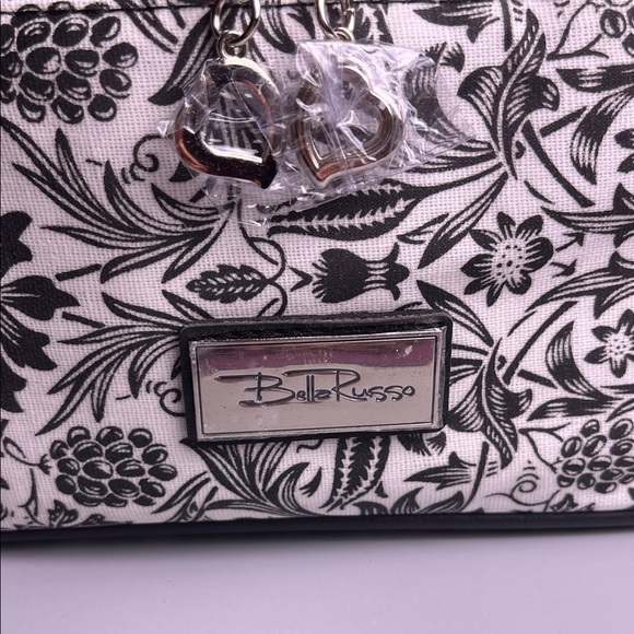 Bella Russo Black White Floral Flower Cosmetic Bag Case NWT - Picture 4 of 13